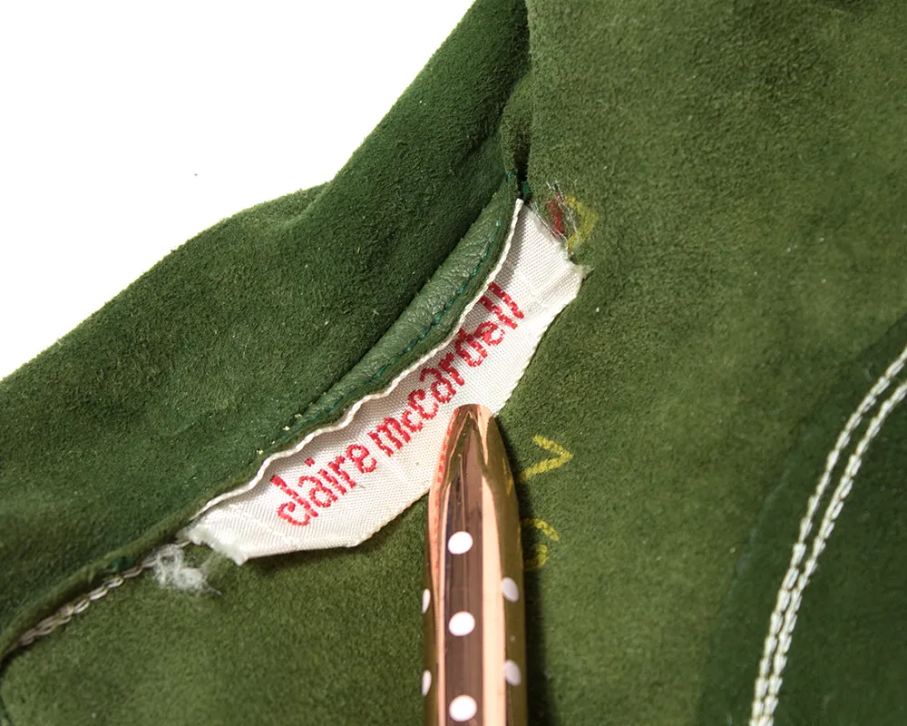 1950s 1960s Claire McCardell Green Leather Gloves | size 7