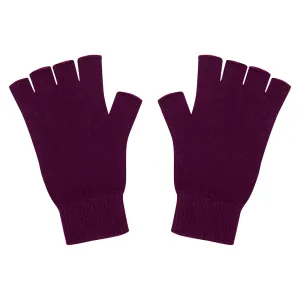 Cashmere Fingerless Gloves in Beetroot