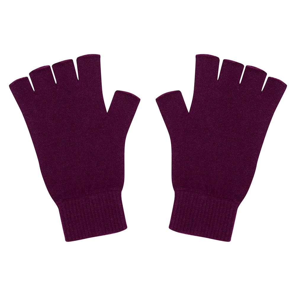 Cashmere Fingerless Gloves in Beetroot
