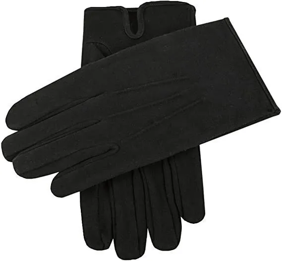 Dents Mens Cotton Dress Gloves With Palm Vent And 3-Point Stitch Detail - Black
