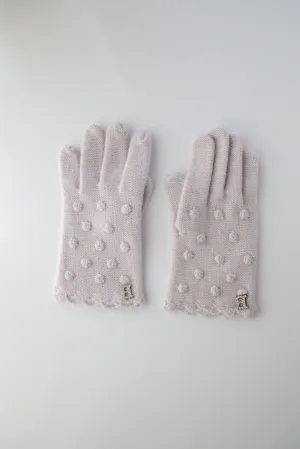 Italian Wool Cashmere Pom Pom Gloves in Dove Grey
