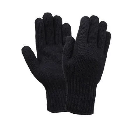 Tactical Wool Glove Liners, Unstamped - Black -L.    (5 per pack)