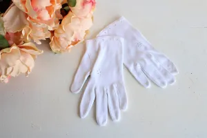 Vintage 1950s White Cotton Embroidered Gloves