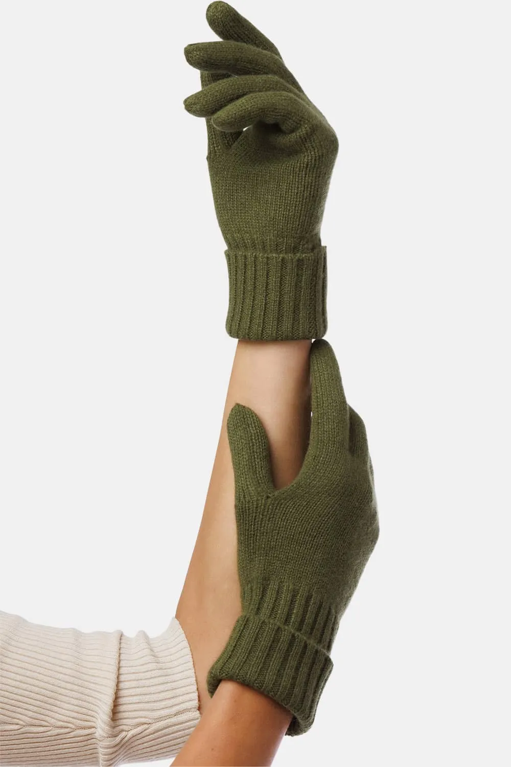 Women's 100% Pure Cashmere Gloves with Ribbed Cuff - OUTLET - FINAL SALE