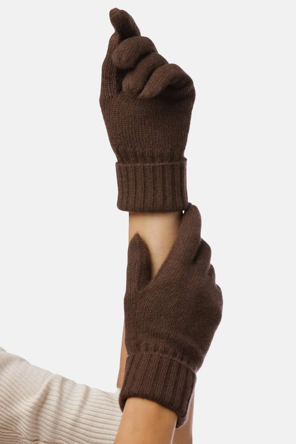 Women's 100% Pure Cashmere Gloves with Ribbed Cuff - OUTLET - FINAL SALE
